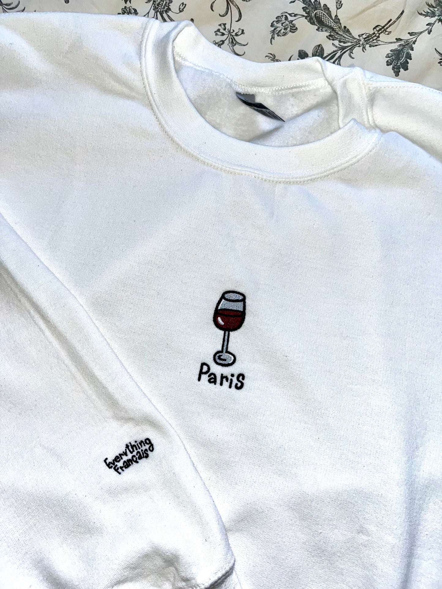 Verre de vin - Sweat brodé Paris