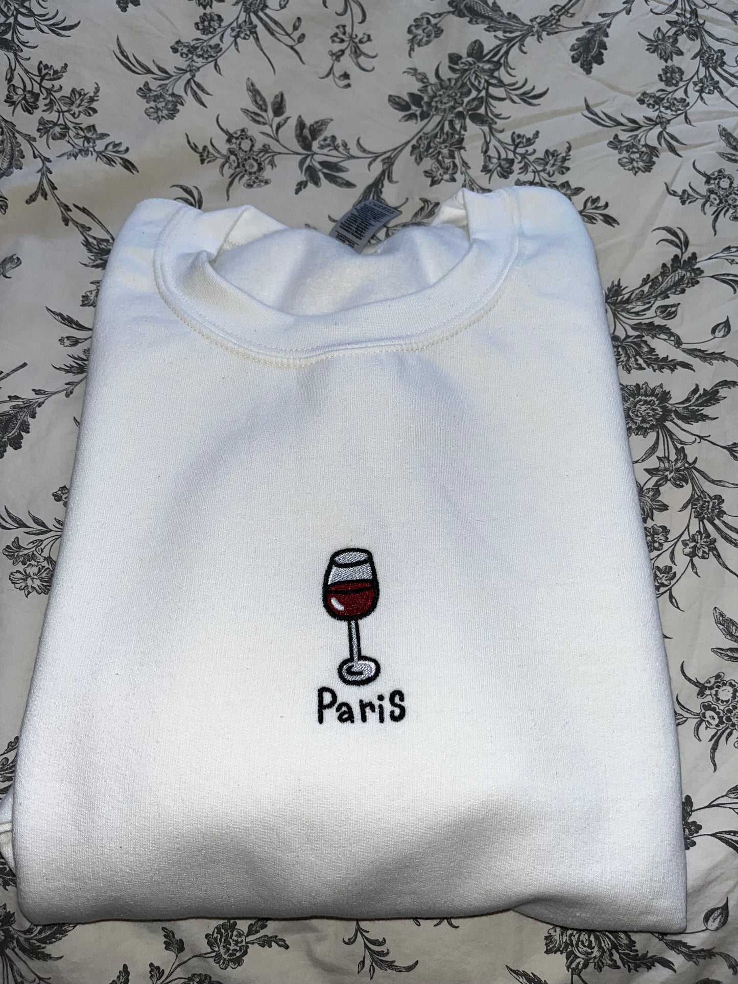Verre de vin - Sweat brodé Paris