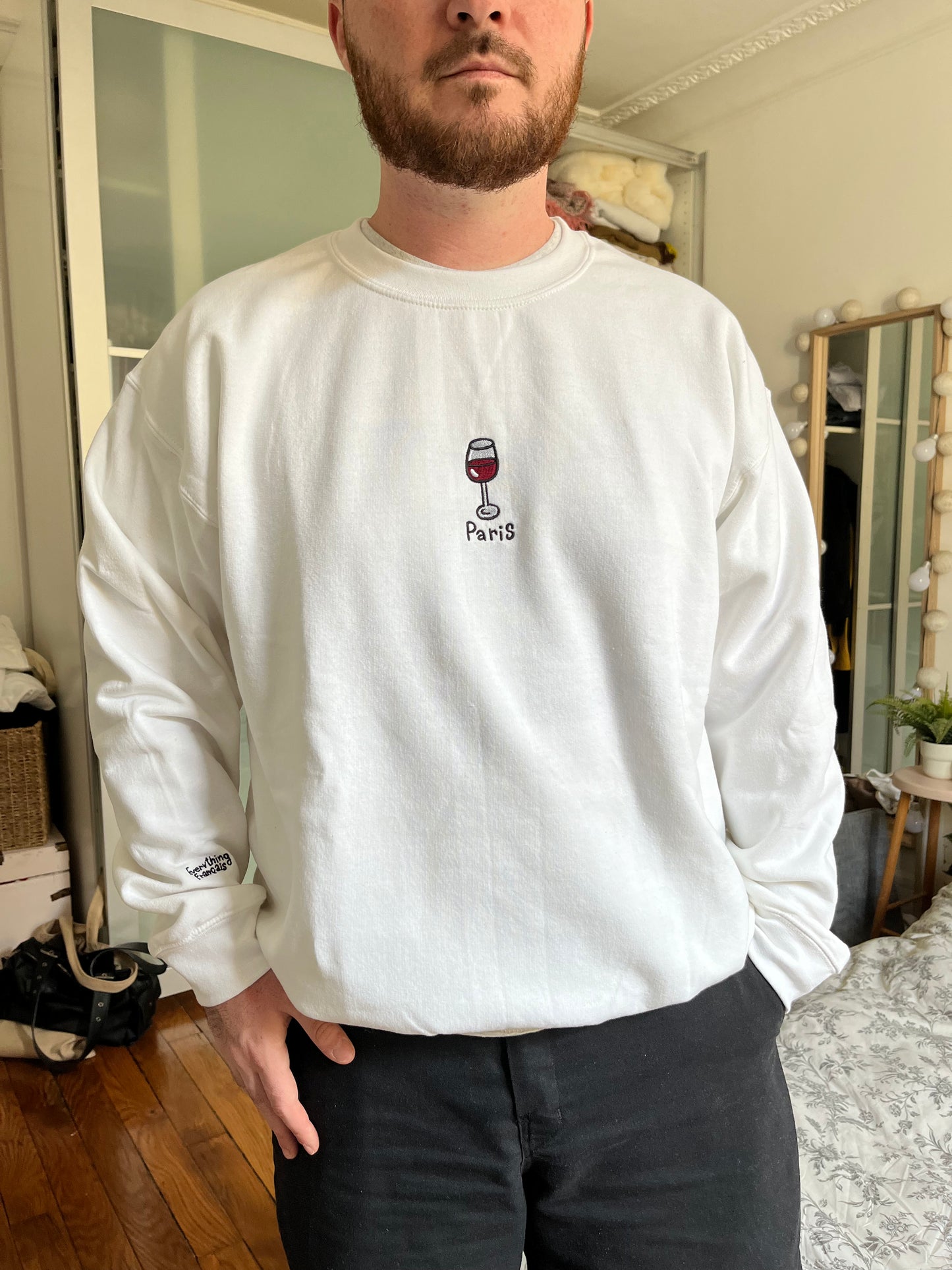 Verre de vin - Sweat brodé Paris