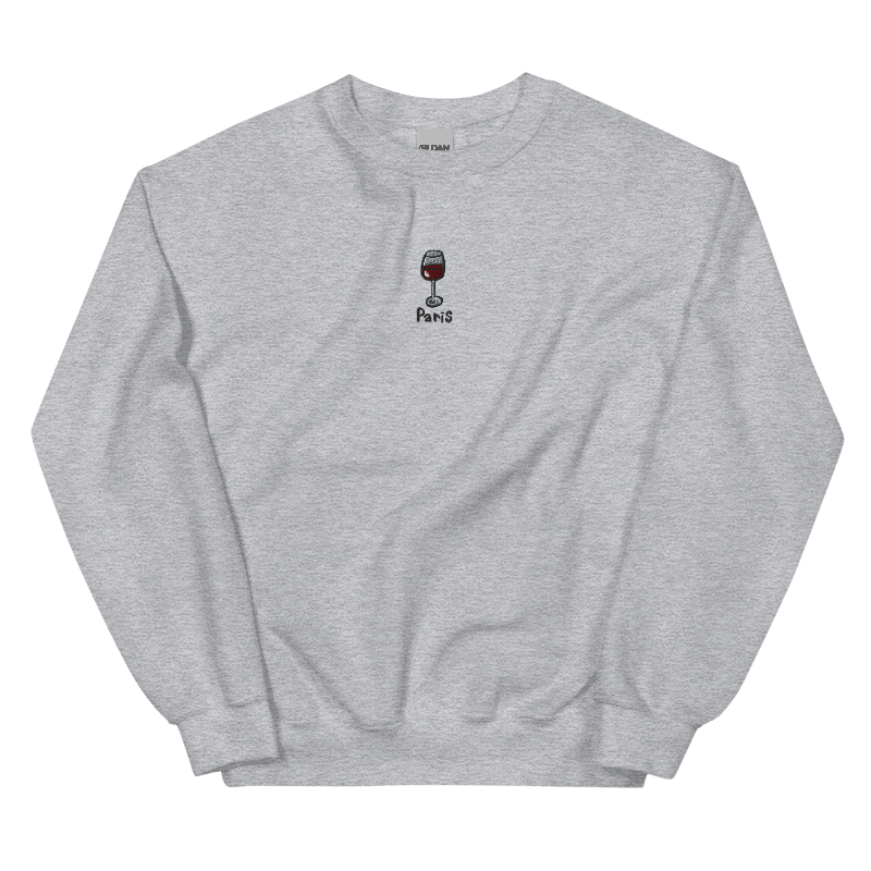 Verre de vin - Sweat brodé Paris